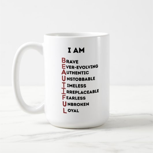  I AM BEAUTIFUL CERAMIC WHITE CLASSIC 15 OZ MUG KOFFIEMOK (Links)