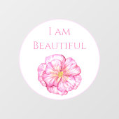 I am Beautiful Floral Pink Raamsticker (Vel)