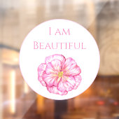 I am Beautiful Floral Pink Raamsticker (Vel 2)