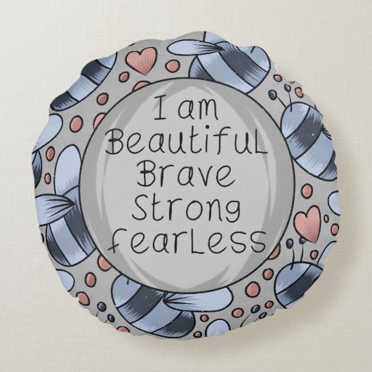 I am beautiful  rond kussen (Achterkant)