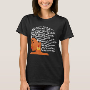 I Am Black Excellence Strong Woman Word Art Hair T-shirt