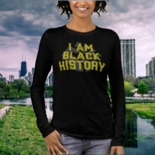 I Am Black Geschiedenis - Black Fist Lange Mouw Tri-Blend Shirt