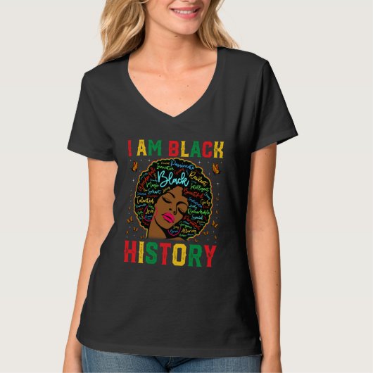 I Am Black History Afro African American Women Ret T-shirt (Voorkant)