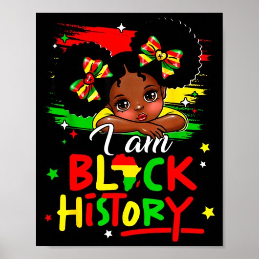 I Am Black History Afro Girl Little Melanin Prince Poster (Voorkant)