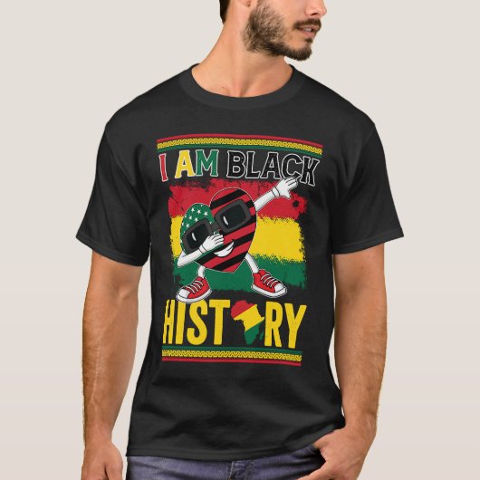 I Am Black History American Flag Cute Heart BHM BL T-shirt (Voorkant)