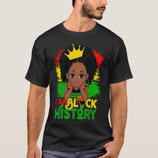 I Am Black History BHM Black Pride Black Melanin G T-shirt (Voorkant)