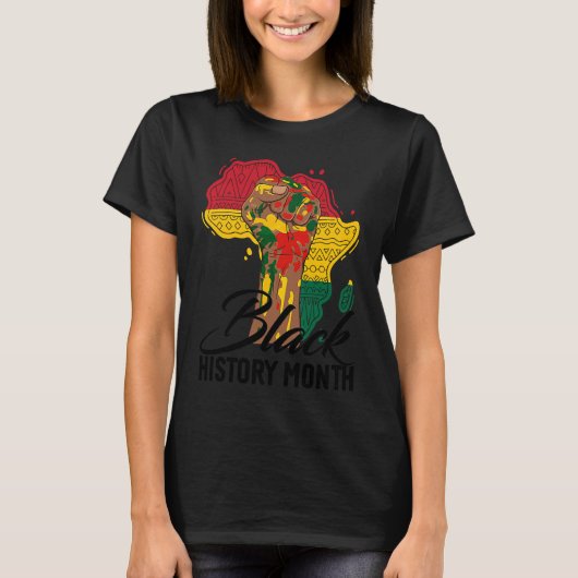 I Am Black History BHM Pride Map Of Africa Black M T-shirt (Voorkant)