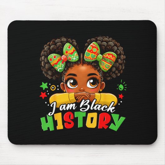 I Am Black History Kids Girls Womens Black History Muismat (Voorkant)