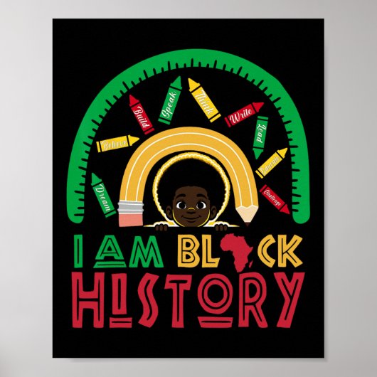 I Am Black History Kinder Boys Black History Month Poster (Voorkant)