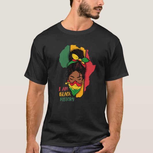 I Am Black History Month Africa Map & Black Queen  T-shirt (Voorkant)