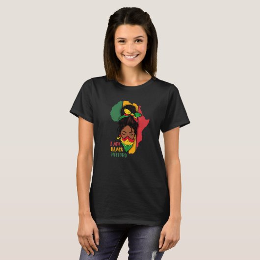 I Am Black History Month Africa Map & Black Queen T-shirt (Voorkant volledig)