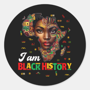 I Am Black History Month kaart Afrika Afrikaanse t Ronde Sticker