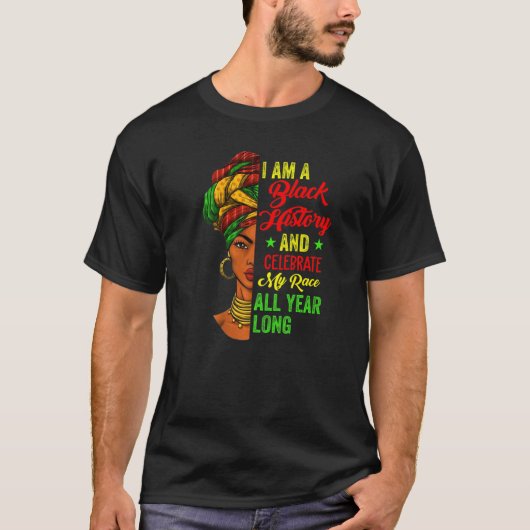 I Am Black History Month Proud Afro African Black  T-shirt (Voorkant)