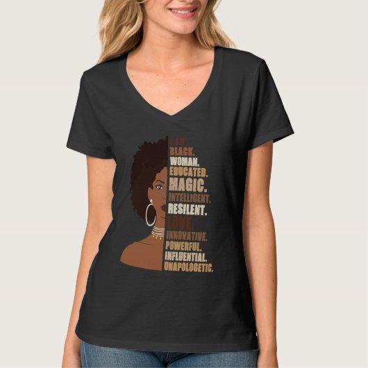 I Am Black Woman Melanin Africa Pride History BHM  T-shirt (Voorkant)