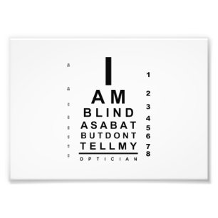 I am blind as bat eye chart foto afdruk