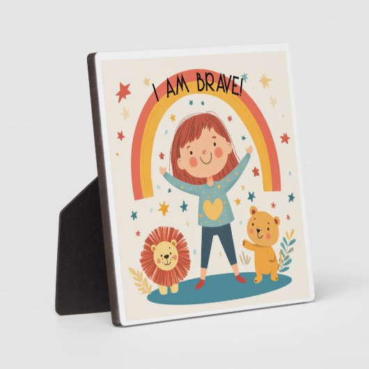 I Am Brave - Kinder Affirmatie Tafelblad Plaque Fotoplaat (Voorkant)