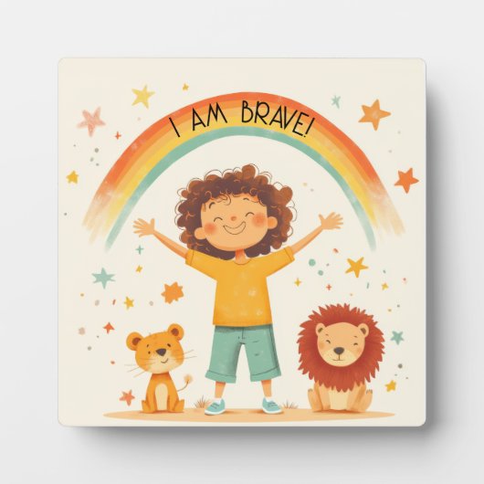 I Am Brave - Kinder Affirmatie Tafelblad Plaque Fotoplaat (Voorkant)