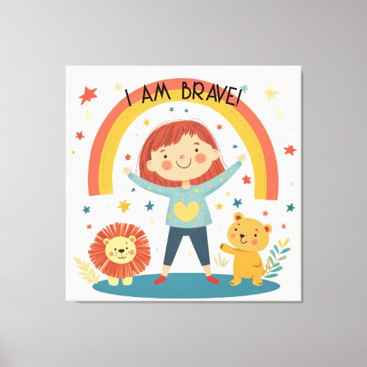 I Am Brave - Kinder bevestiging Stretched Canvas Afdruk (Voorkant)