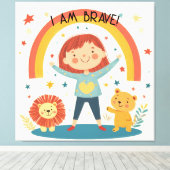 I Am Brave - Kinder bevestiging Stretched Canvas Afdruk (Insitu (Houten vloer))