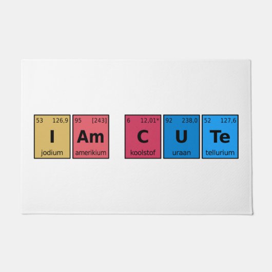 I am Cute Periodic Table Deurmat (Voorkant)