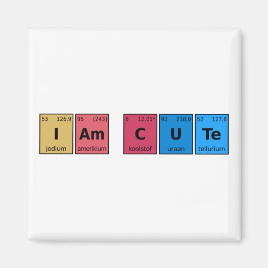 I am Cute Periodic Table Magneet (Voorkant)