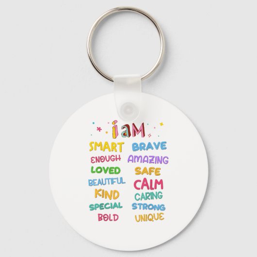 I Am Daily Affirmation Colorful Christian Kids Tod Sleutelhanger (Voorkant)