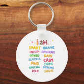 I Am Daily Affirmation Colorful Christian Kids Tod Sleutelhanger (Voorkant)