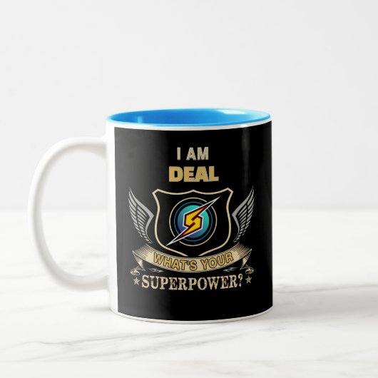I Am DEAL What's Your Superpower Tweekleurige Koffiemok (Links)