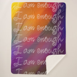 I Am Enough Pastel Rainbow Cursive Affirmation Sherpa Deken