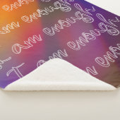 I Am Enough Pastel Rainbow Cursive Affirmation Sherpa Deken (3/4)