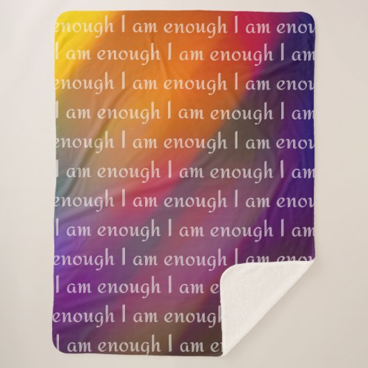 I Am Enough Rainbow Affirmation Pattern Design Sherpa Deken (Voorkant)