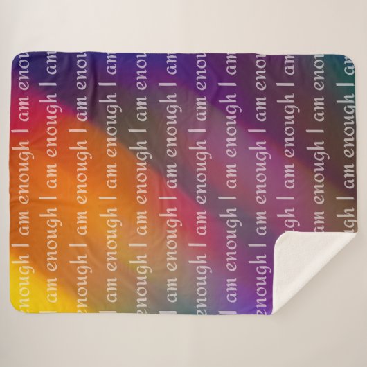 I Am Enough Rainbow Affirmation Pattern Design Sherpa Deken (Voorkant (horizontaal))