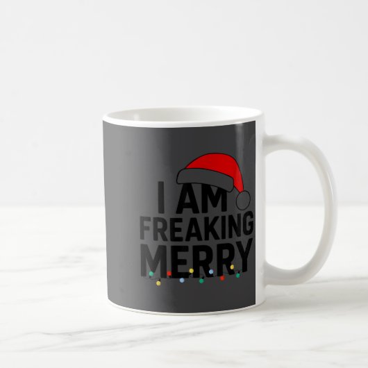I Am Freaking Merry With Santa Hat Graphic Funny C Koffiemok (Rechts)