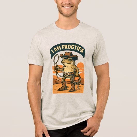 I Am Frogtifa Cowboy – Funny Frog Meme Tri-Blend Shirt (Voorkant)