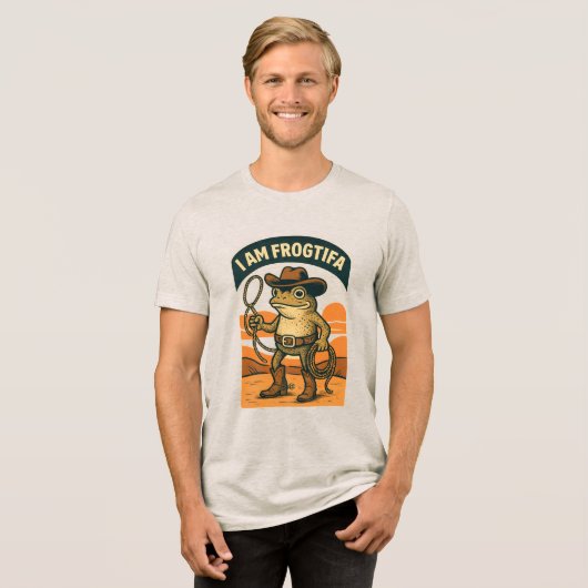 I Am Frogtifa Cowboy – Funny Frog Meme Tri-Blend Shirt (Voorkant volledig)