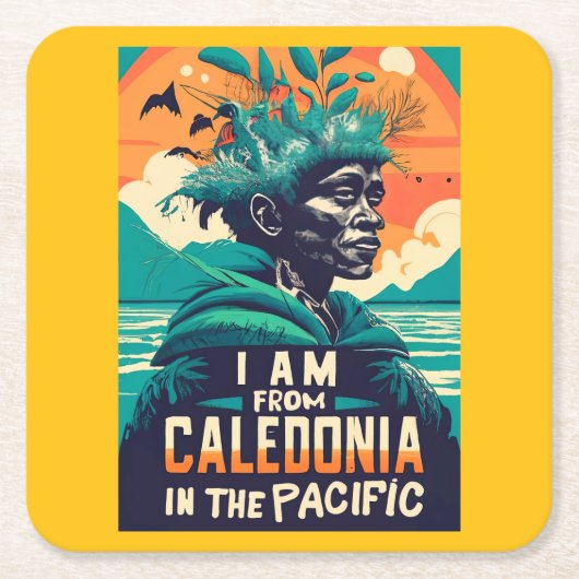 I am from Caledonia, Nieuw-Caledonië, kanak Kartonnen Onderzetters (Voorkant)