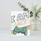 I Am Gamers – Retro Neon Gaming Design Briefkaart (Staand voorkant)