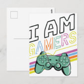 I Am Gamers – Retro Neon Gaming Design Briefkaart (Voorkant / Achterkant)
