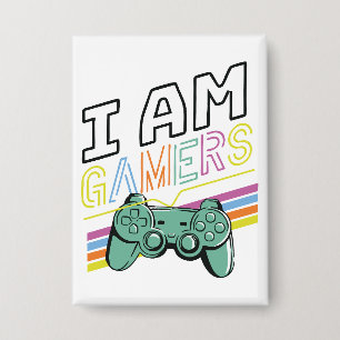 I Am Gamers – Retro Neon Gaming Design Button