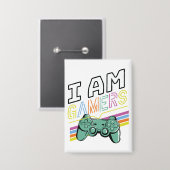 I Am Gamers – Retro Neon Gaming Design Button (Voorkant / Achterkant)