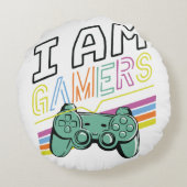 I Am Gamers – Retro Neon Gaming Design Rond Kussen (Achterkant)