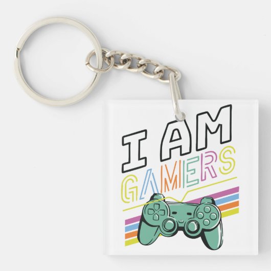 I Am Gamers – Retro Neon Gaming Design Sleutelhanger (voorkant)