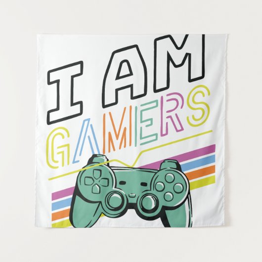 I Am Gamers – Retro Neon Gaming Design Wandkleed (Voorkant)