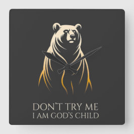I Am God’s Child Bear Graphic Vierkante Klok