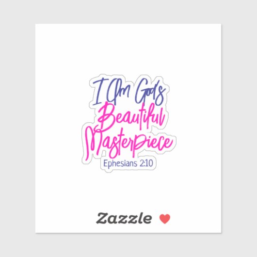 I Am God's Beautiful Masterpiece Bible Verse Sticker (Vel)