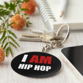 "I AM HIP HOP" RED LETTER SLEUTELHANGER (Zijkant)