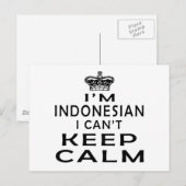 I am Indonesian I can't keep calm Briefkaart (Voorkant / Achterkant)