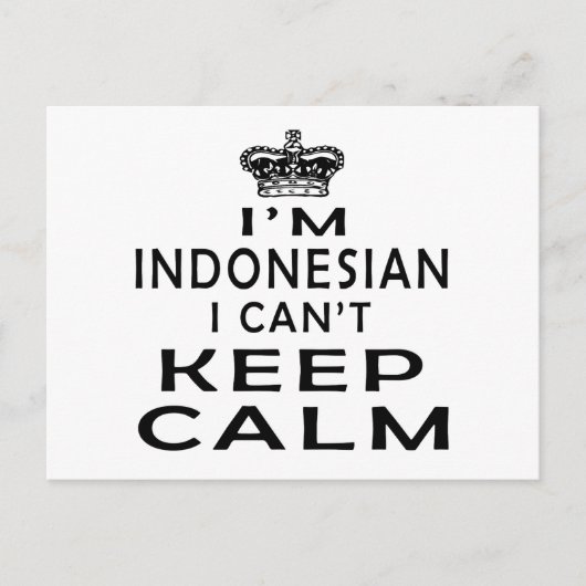 I am Indonesian I can't keep calm Briefkaart (Voorkant)