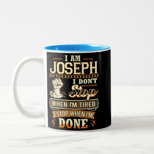 I Am Joseph. I Don't Stop When I'm Tired Tweekleurige Koffiemok (Links)