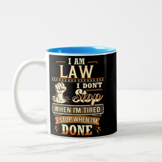 I Am Law. I Don't Stop When I'm Tired Tweekleurige Koffiemok (Links)
